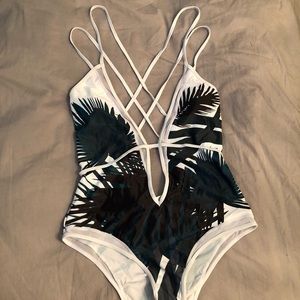 Swimsuit with Palm Print
